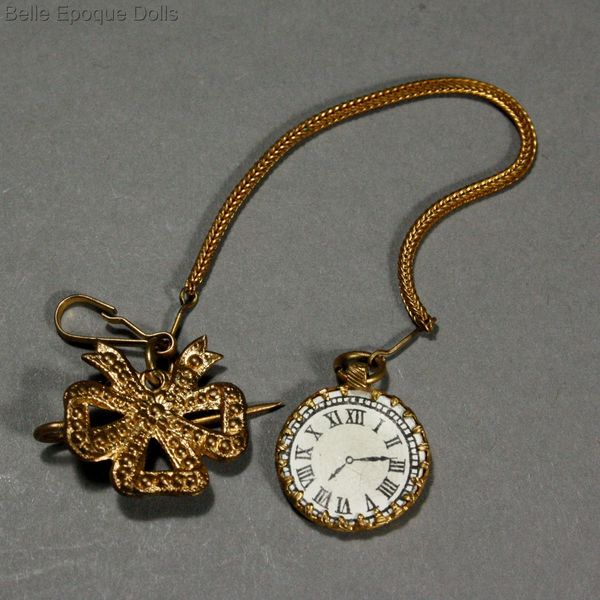 Antique dolls jewels , Puppenstuben zubehor uhr