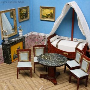 antique French dollhouse room , dollhouse for sale , Louis Badeuille dollhouse 