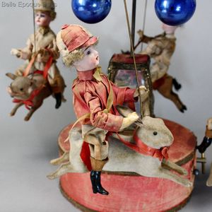 antique jockey carousel , mechanical toy Christmas  , antique French musical Carousel 