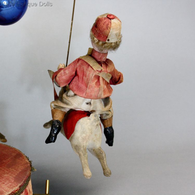 antique automaton musical , mechanical toy Christmas  , antique French musical Carousel