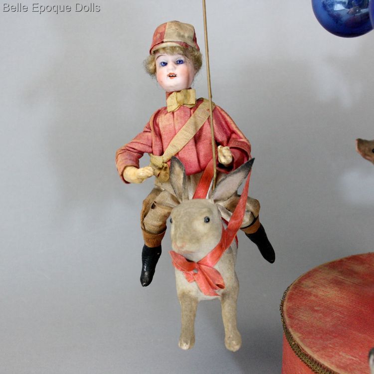 mechanical toy Christmas  , antique jockey carousel