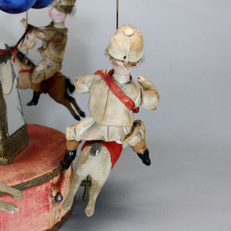 antique jockey carousel , antique automaton musical , antique French musical Carousel