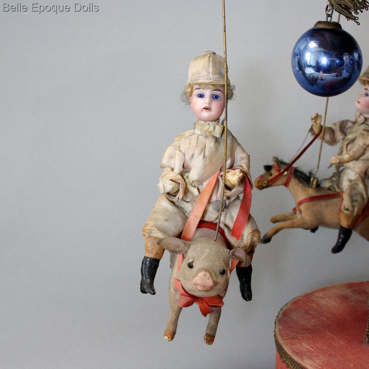 antique automaton musical , antique jockey carousel