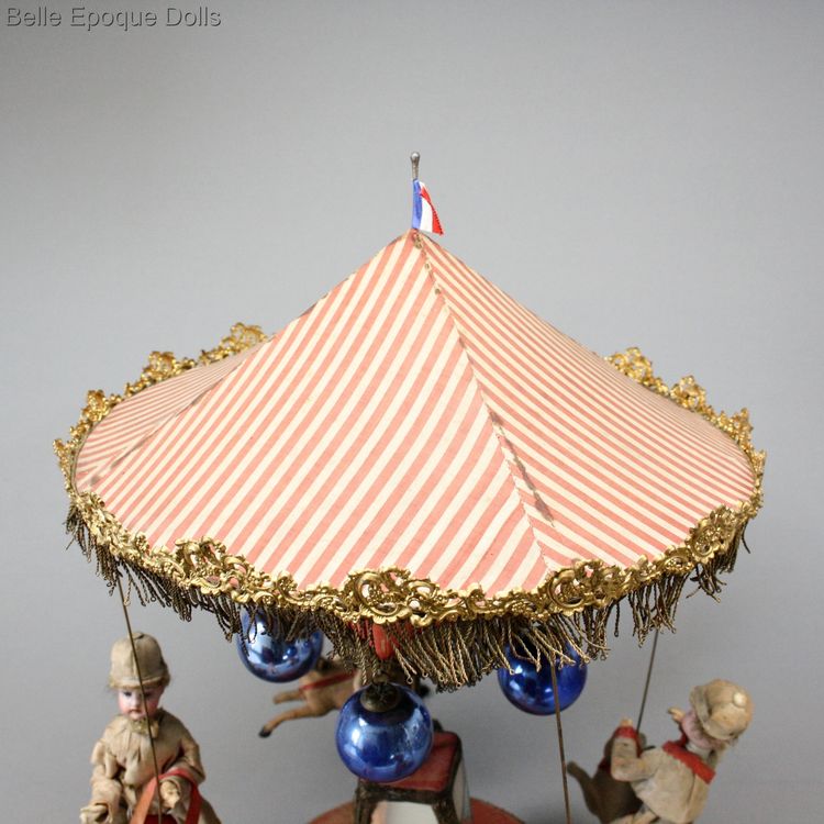 antique jockey carousel , antique automaton musical , antique French musical Carousel