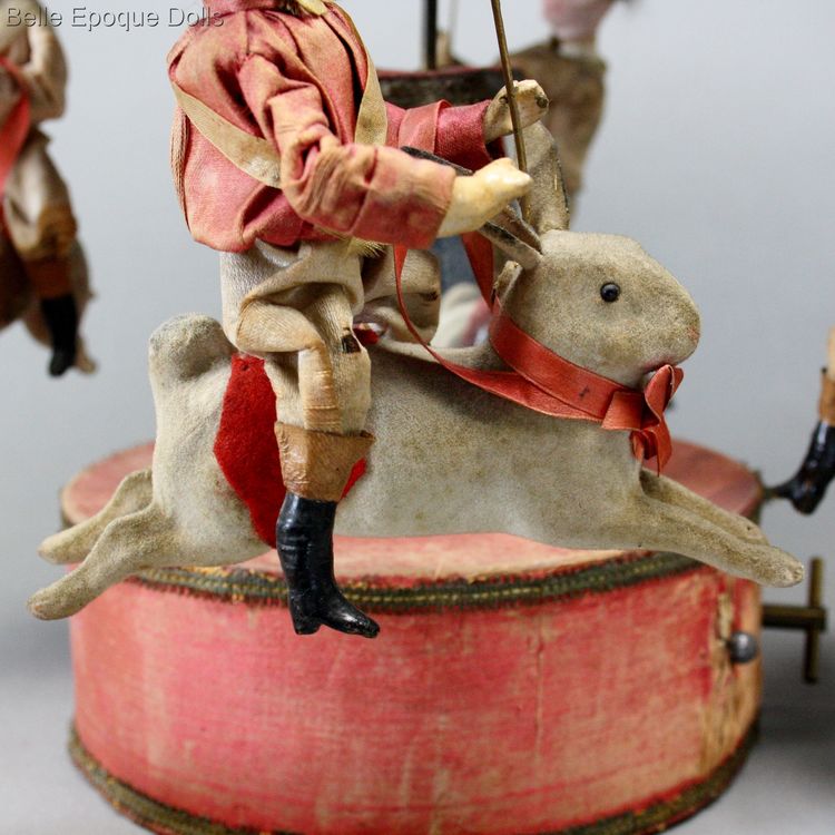 antique jockey carousel , antique automaton musical , antique French musical Carousel