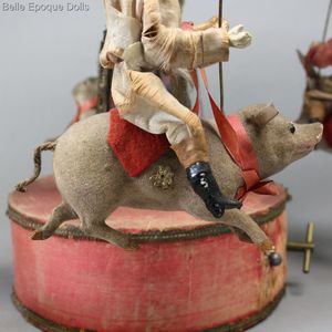 antique mechanical toy Renou with animals , antique French musical Carousel , mechanical toy Christmas  