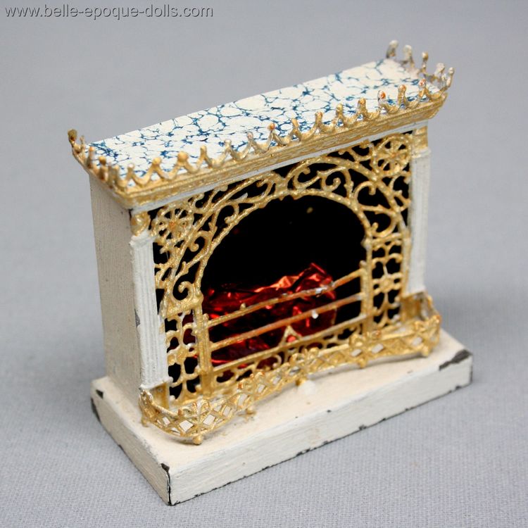 Antique hot Tin Dollshouse Fireplace