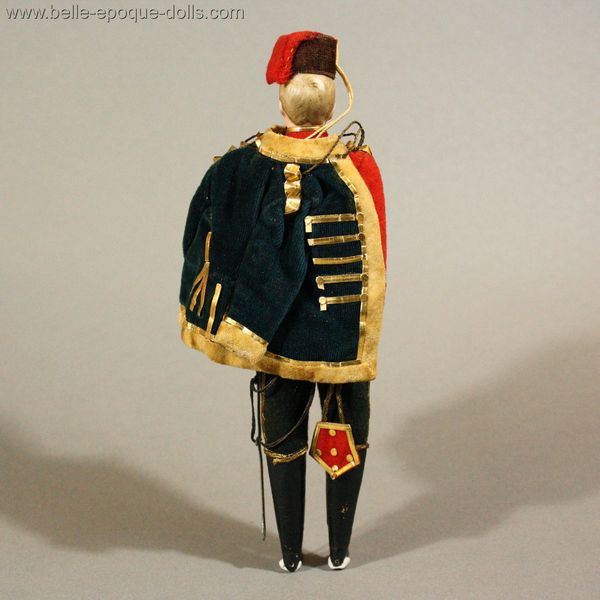 Biskuit porzellan Puppenstubenpuppe soldat husar uniform , Antique dolls house officer doll hussard 