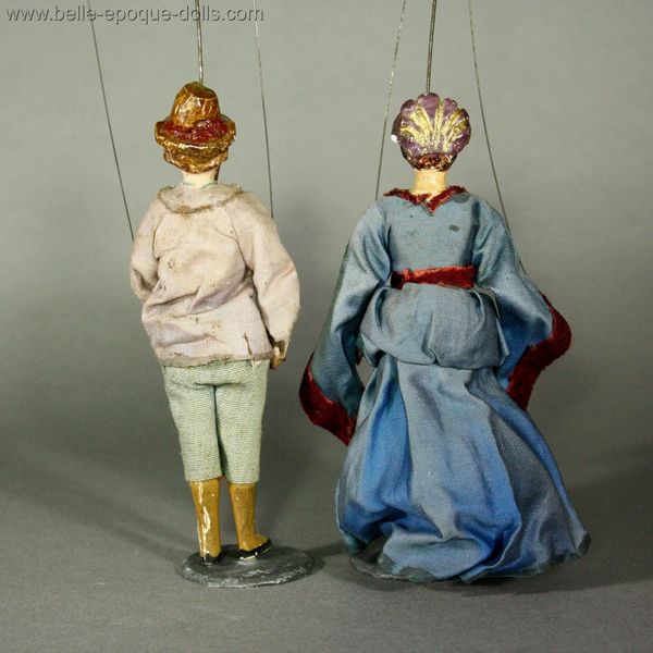 alte miniatuur theaterfiguren , Antique wooden theater dolls miniature , alte miniatuur theaterfiguren