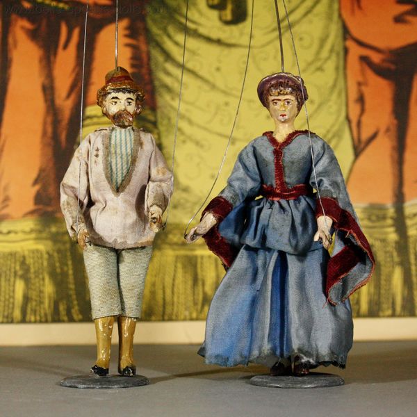 alte miniatuur theaterfiguren , Antique wooden theater dolls miniature , alte miniatuur theaterfiguren