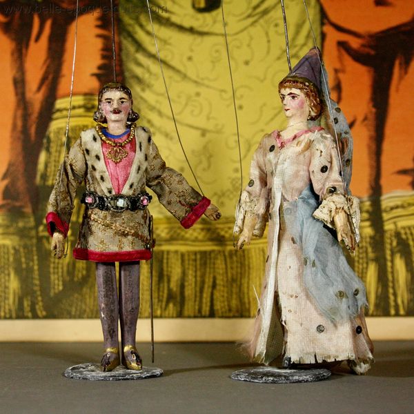 alte miniatuur theaterfiguren , Antique wooden theater dolls miniature , alte miniatuur theaterfiguren