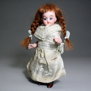 Antique All Bisque Doll Glass Eyes 3 1/2 IN Antique German Bisque Dollhouse  Doll