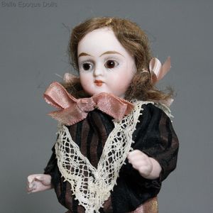 Antique Miniature Bisque and Composition Doll, popular with Glass Eyes, from 1900s-1910, All Original for Large Dollhouse