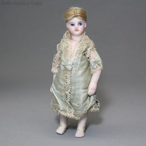 Rare French Bare Feet All-Bisque Mignonette with Jointed Elbows in Original Costume