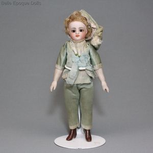 Rare Antique French All-Bisque Boy Mignonette in Original Costume