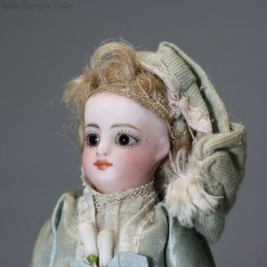 french antique bisque doll , all-bisque miniature french mignonette , boy mignonette French doll 