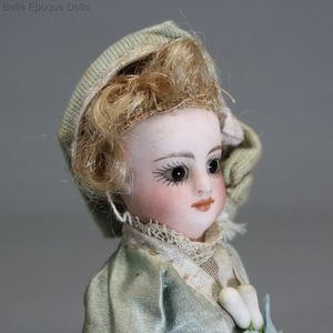 all-bisque miniature french mignonette , french antique bisque doll , boy mignonette French doll 